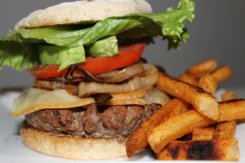 English Muffin Burger on the Island Grillstone