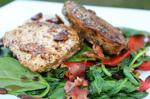 Wahoo Steaks on an Island Grillstone